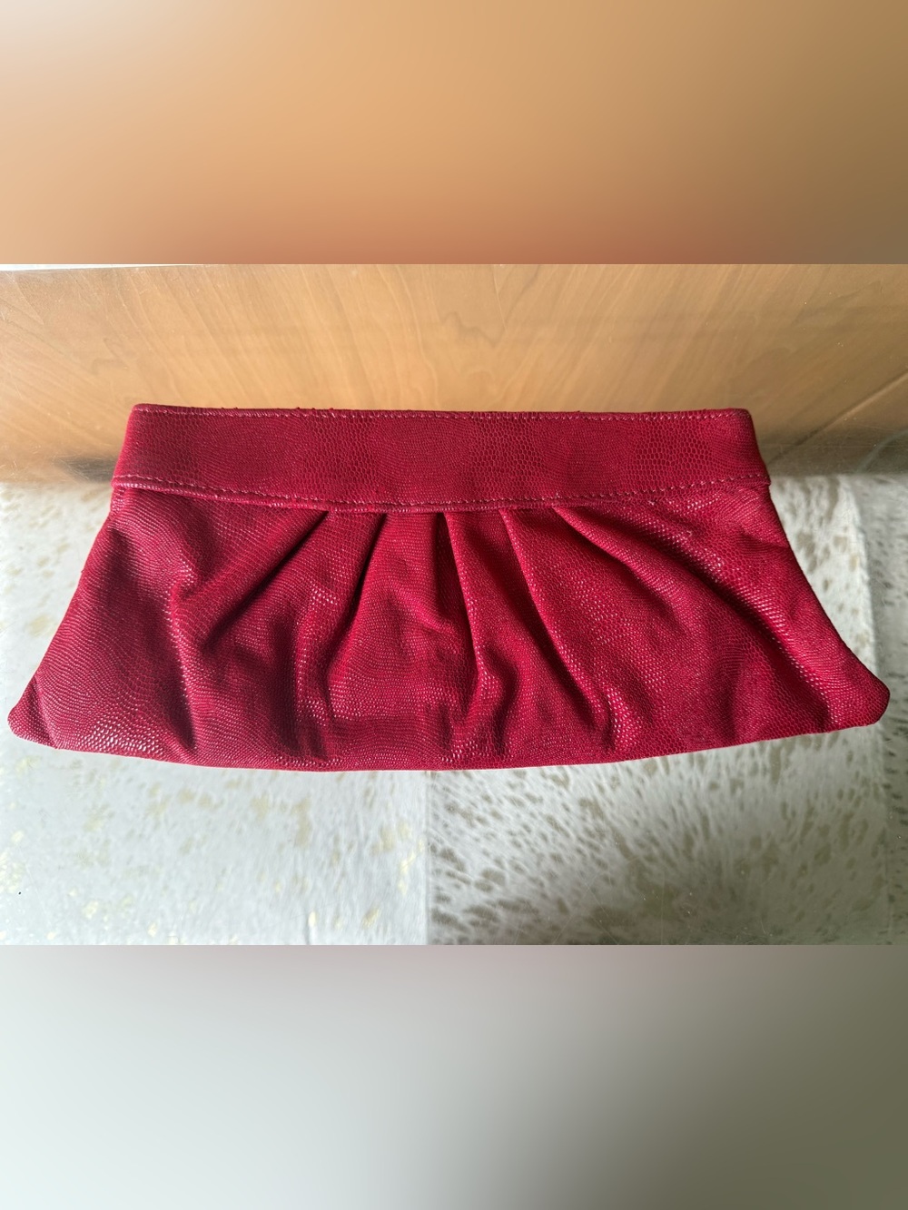 Vintage Red Snake Print Leather Clutch from Lauren Merkin